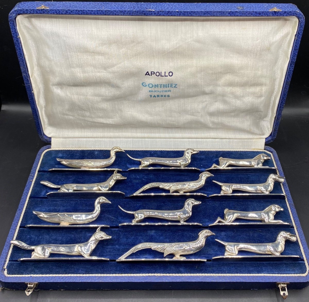 Twelve 1930s Silver Metal Knife Holders By Apollon -photo-2