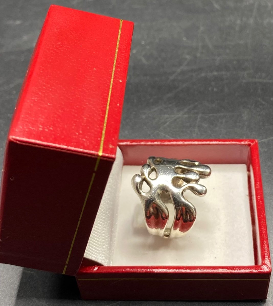 1980s European Solid Silver Ring-photo-2