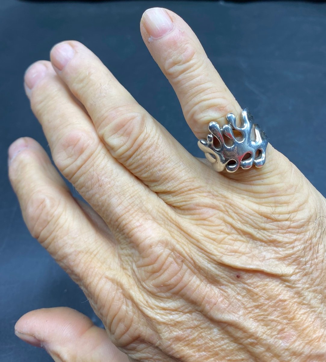 1980s European Solid Silver Ring-photo-1