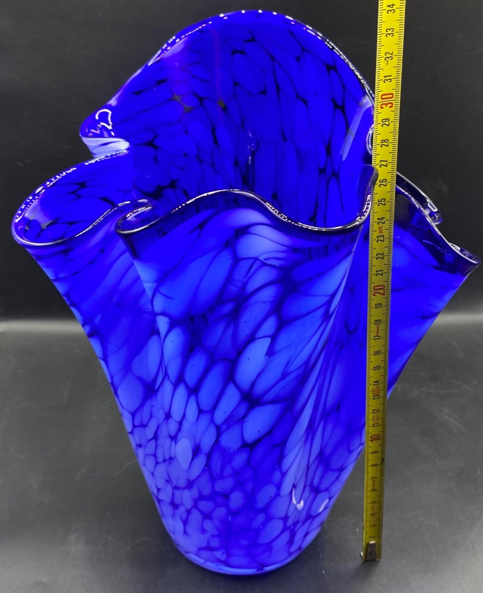 Vase Mouchoirs En Verre Soufflé à Couches Multiples Murano Vers 1970-photo-6