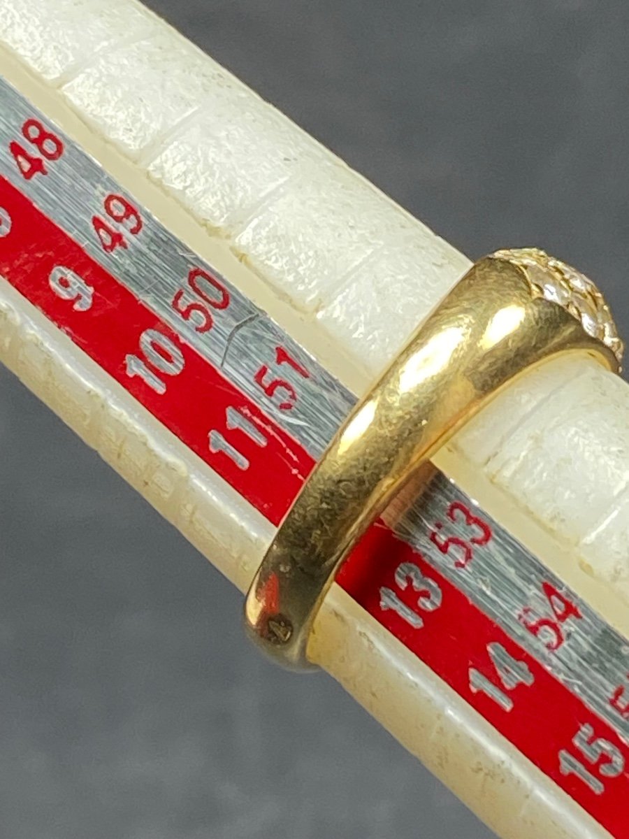 18k Gold French Emerald Ring With 28 Diamond Pave From The 1930s-photo-4