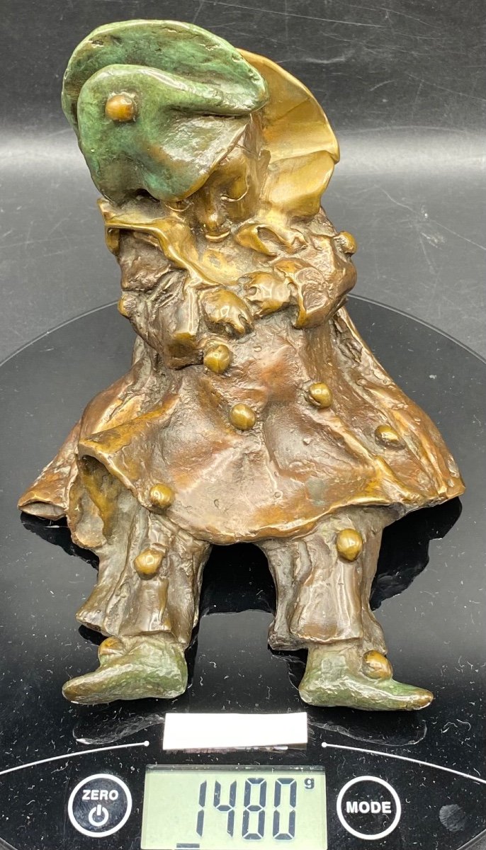 Subject Little Sleeping Polichinelle In Lost Wax Bronze Numbered By Yvette Lamoureux Dated 1992-photo-8