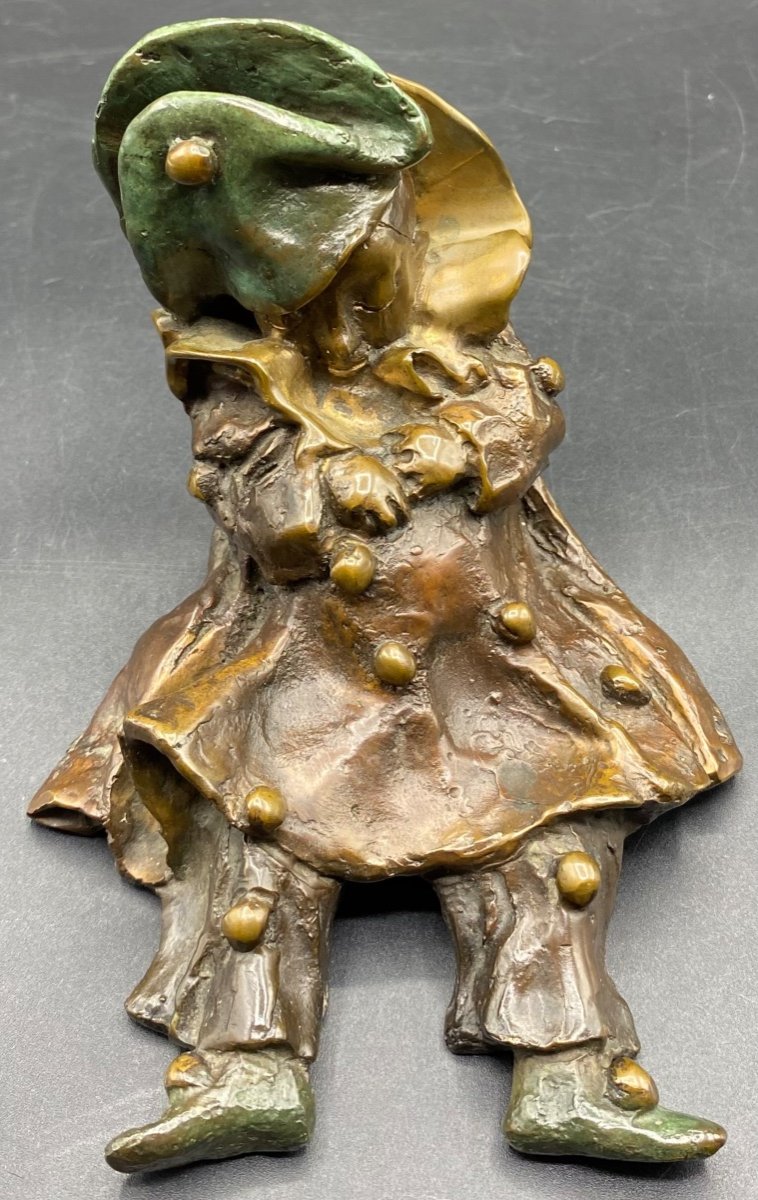 Subject Little Sleeping Polichinelle In Lost Wax Bronze Numbered By Yvette Lamoureux Dated 1992