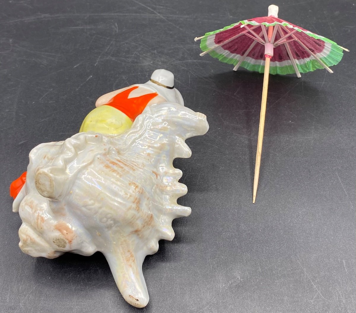 A German 1920s/30s Painted Enameled Porcelain Bather-photo-3