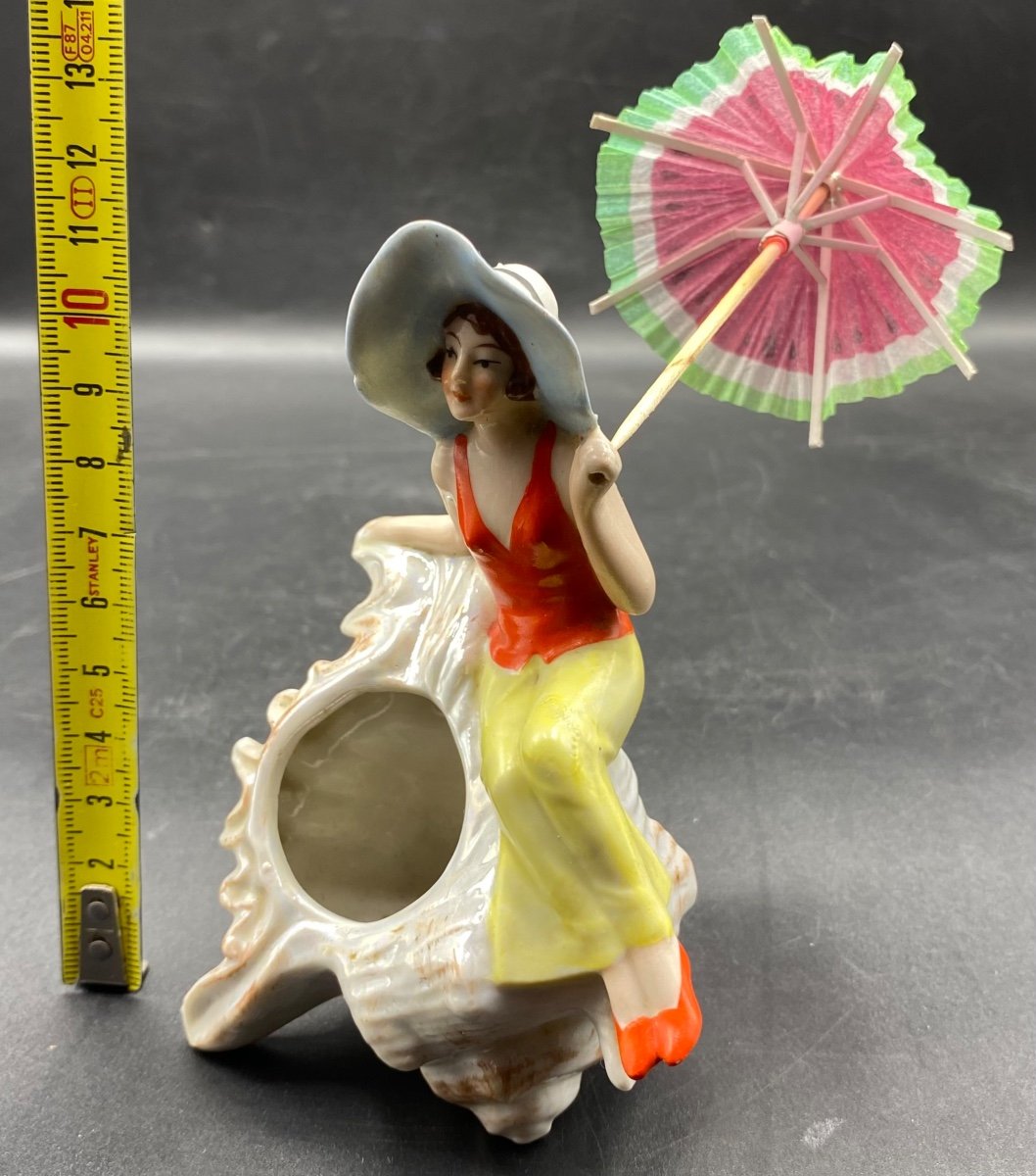 A German 1920s/30s Painted Enameled Porcelain Bather-photo-6