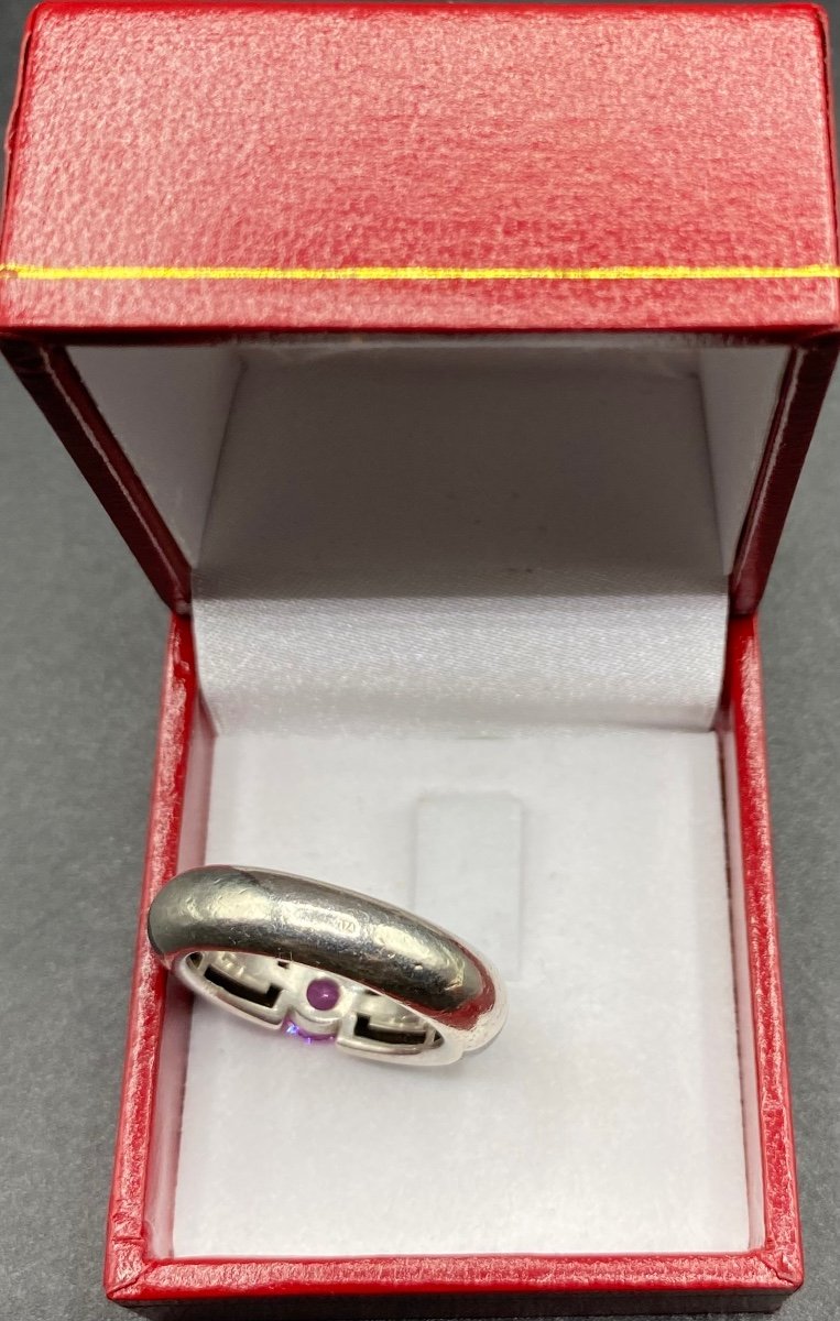 1980s French Cousin Cut Solid Silver Resin Kunzite Bangle Ring-photo-3