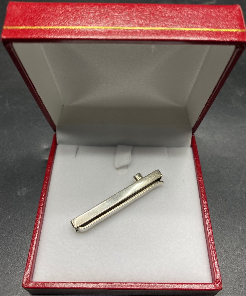 1930s European Amethyst Solid Silver Tie Clip Or Barrette-photo-4