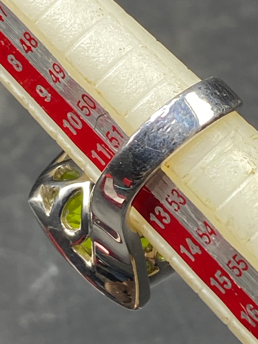 Bague En Argent Massif Rodié Française Des Années 1980 Et Cristal Taillé-photo-2