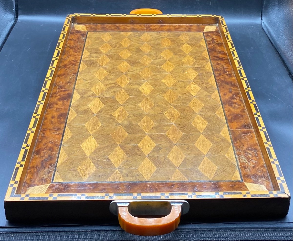 1930s French Marquetry Serving Tray -photo-1