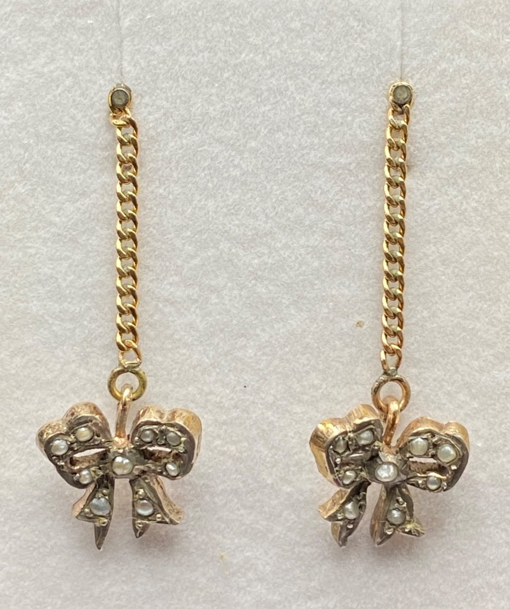 Pair Of 1920s French Cultured Pearl And Vermeil Earrings-photo-2