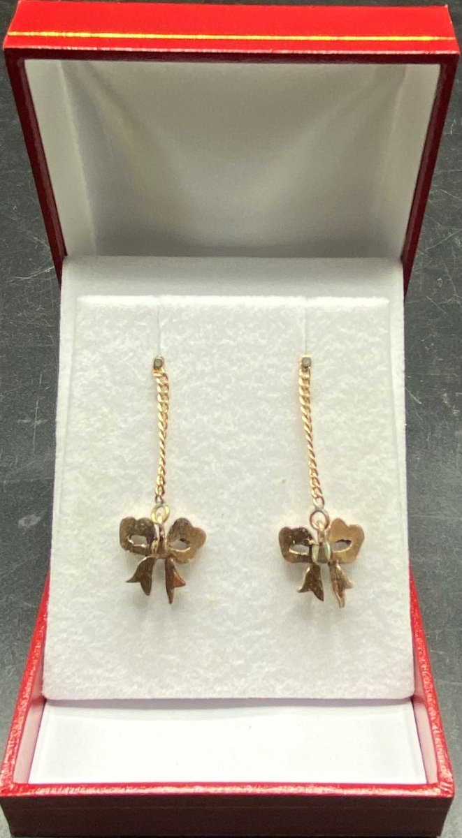 Pair Of 1920s French Cultured Pearl And Vermeil Earrings-photo-3
