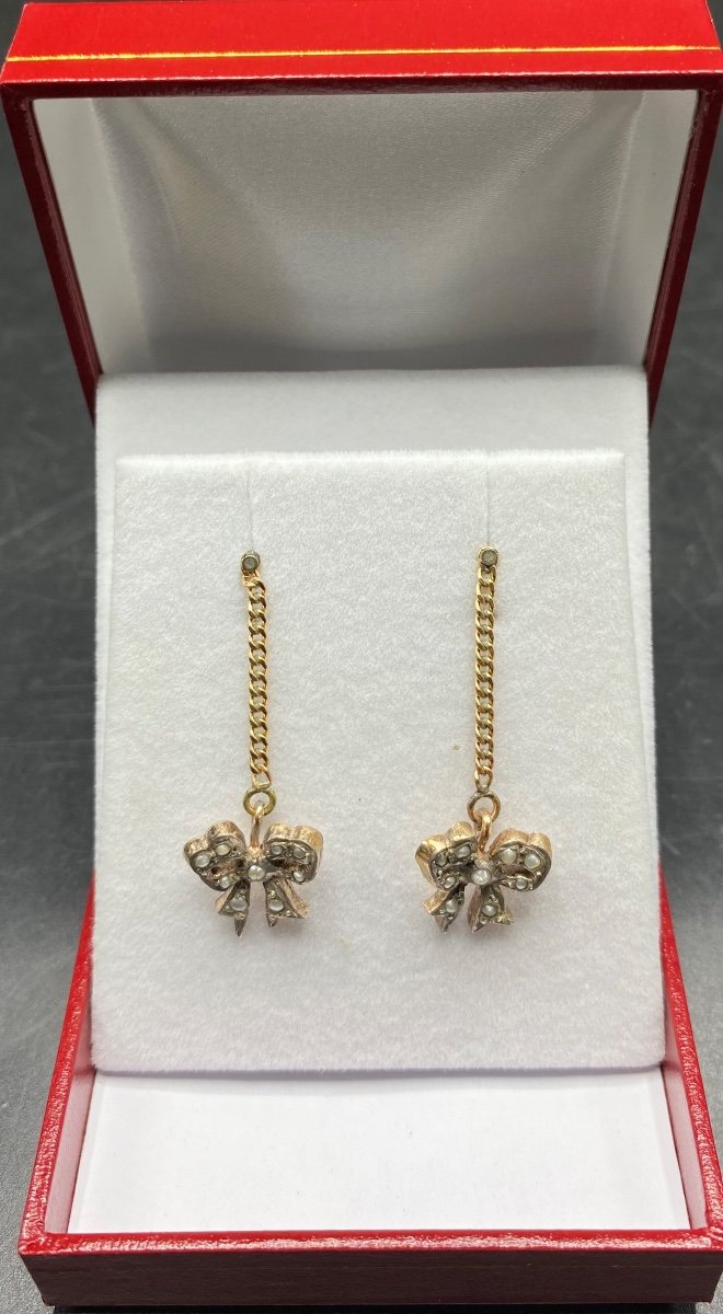 Pair Of 1920s French Cultured Pearl And Vermeil Earrings