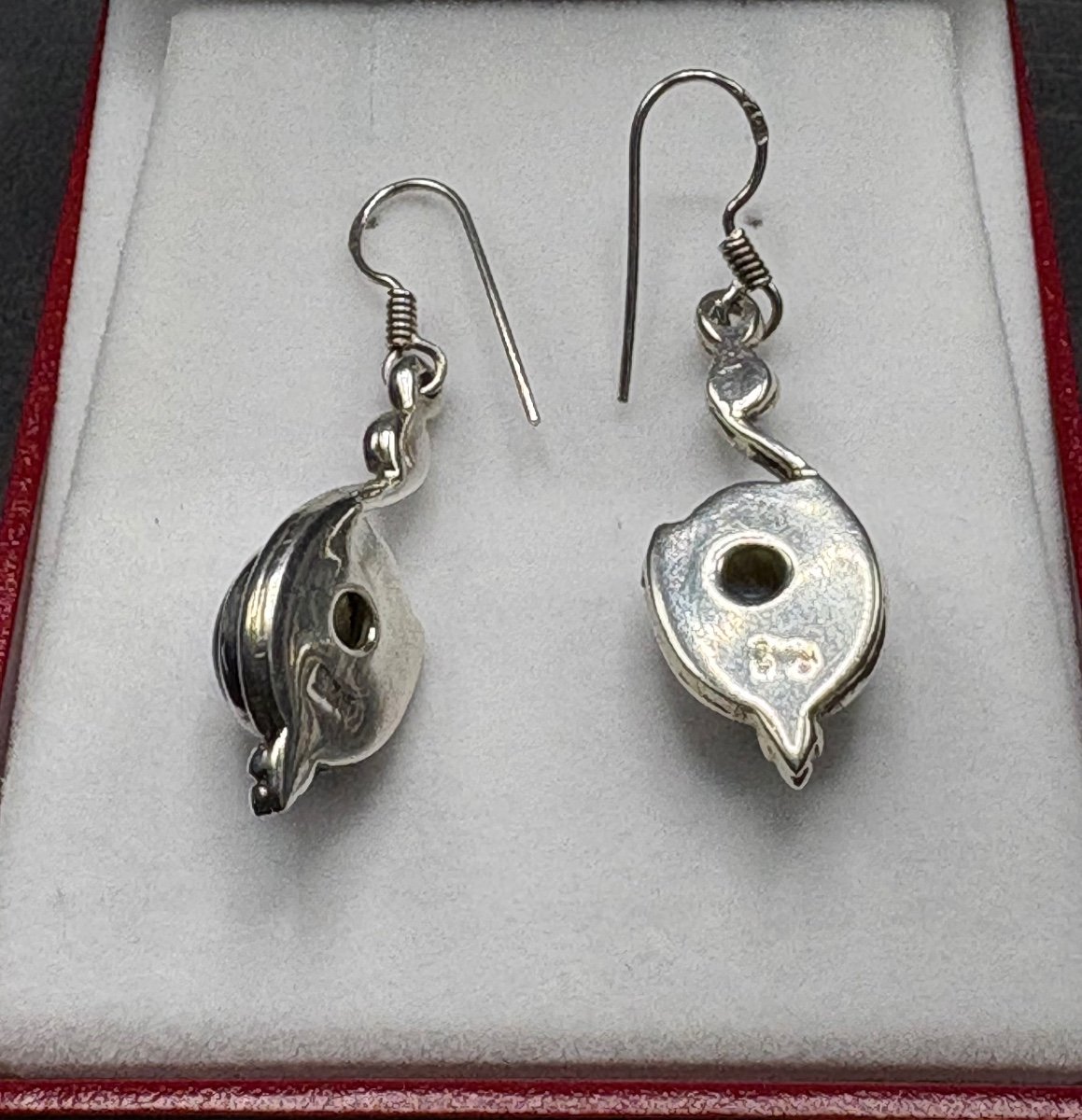 Pair Of 1980s European Sterling Silver Labradorite Cabochon Stud Earrings-photo-4
