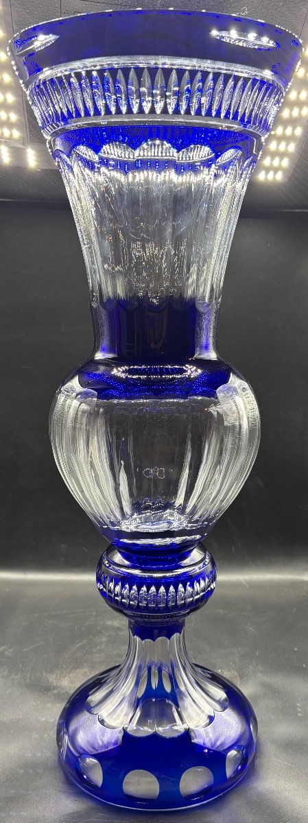 Important Vase En Cristal Overlay Soufflé Taillé Des Années 1960/70 Cristallerie De Lorraine-photo-3