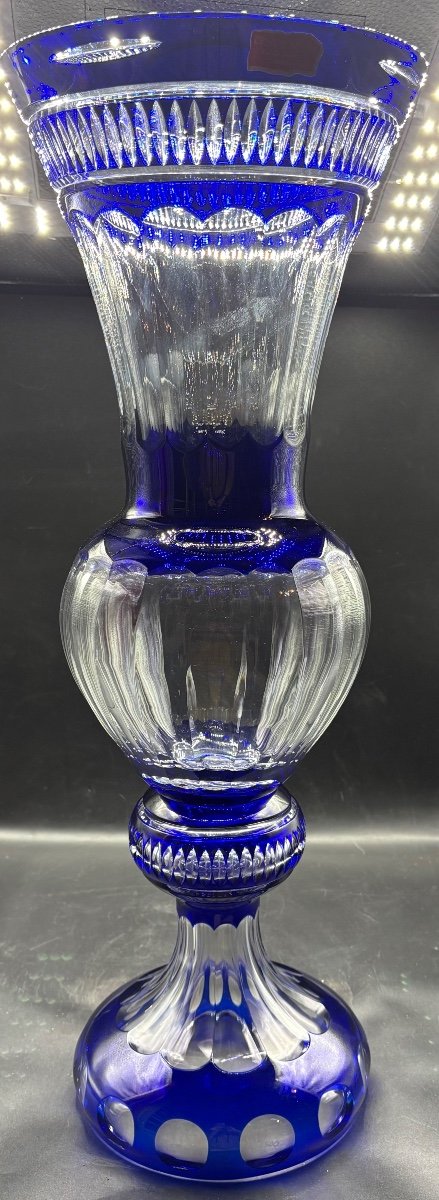 Important Vase En Cristal Overlay Soufflé Taillé Des Années 1960/70 Cristallerie De Lorraine-photo-4
