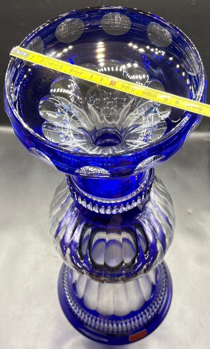 Important Vase En Cristal Overlay Soufflé Taillé Des Années 1960/70 Cristallerie De Lorraine-photo-5