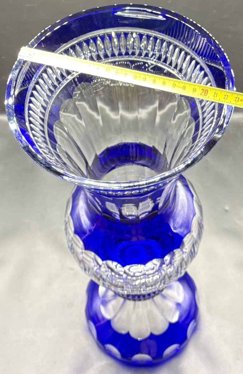 Important Vase En Cristal Overlay Soufflé Taillé Des Années 1960/70 Cristallerie De Lorraine-photo-6