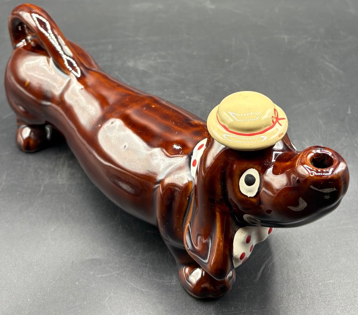 1960s Vallauris Painted Enameled Ceramic Bottle-photo-2