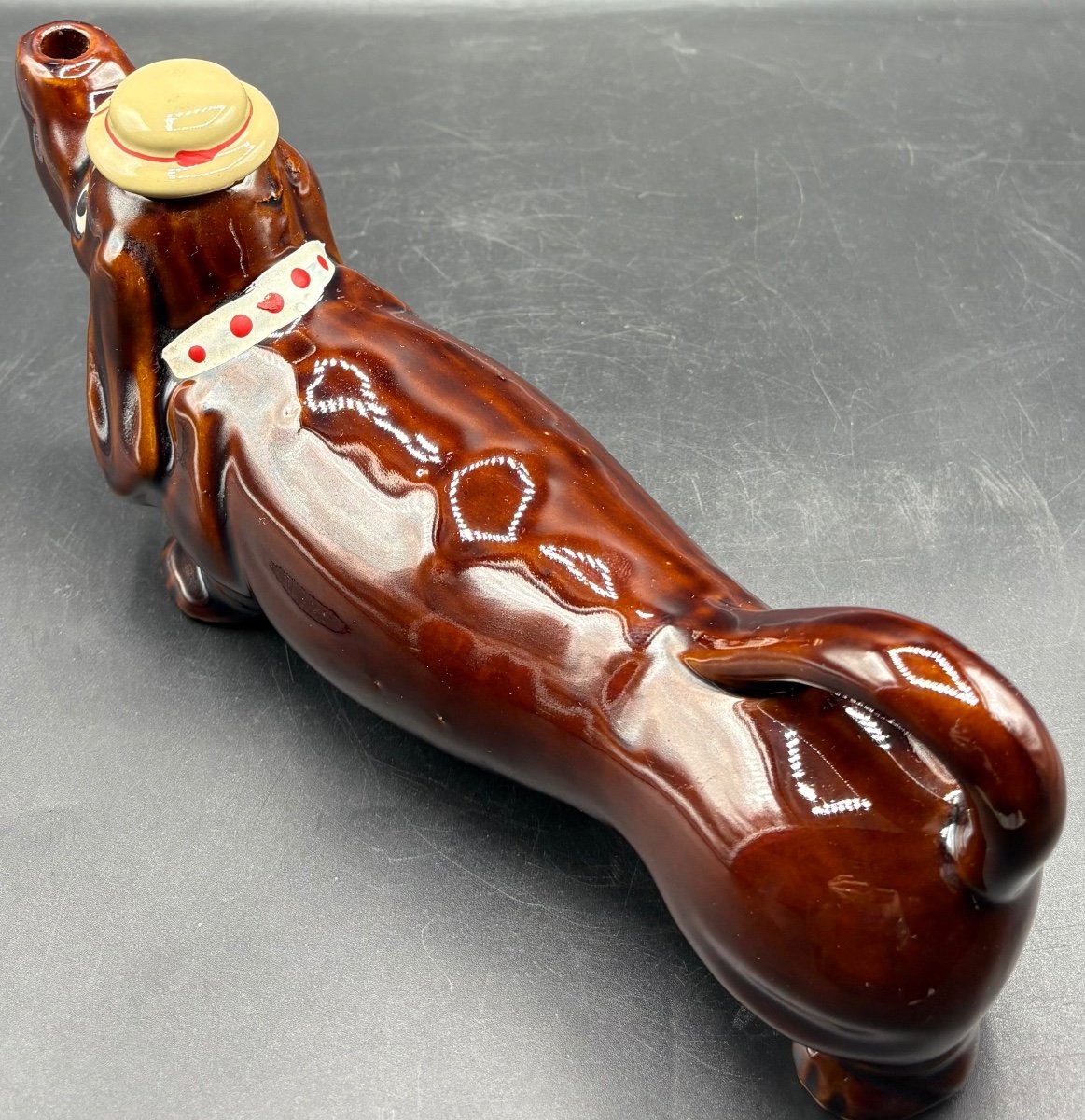 1960s Vallauris Painted Enameled Ceramic Bottle-photo-4