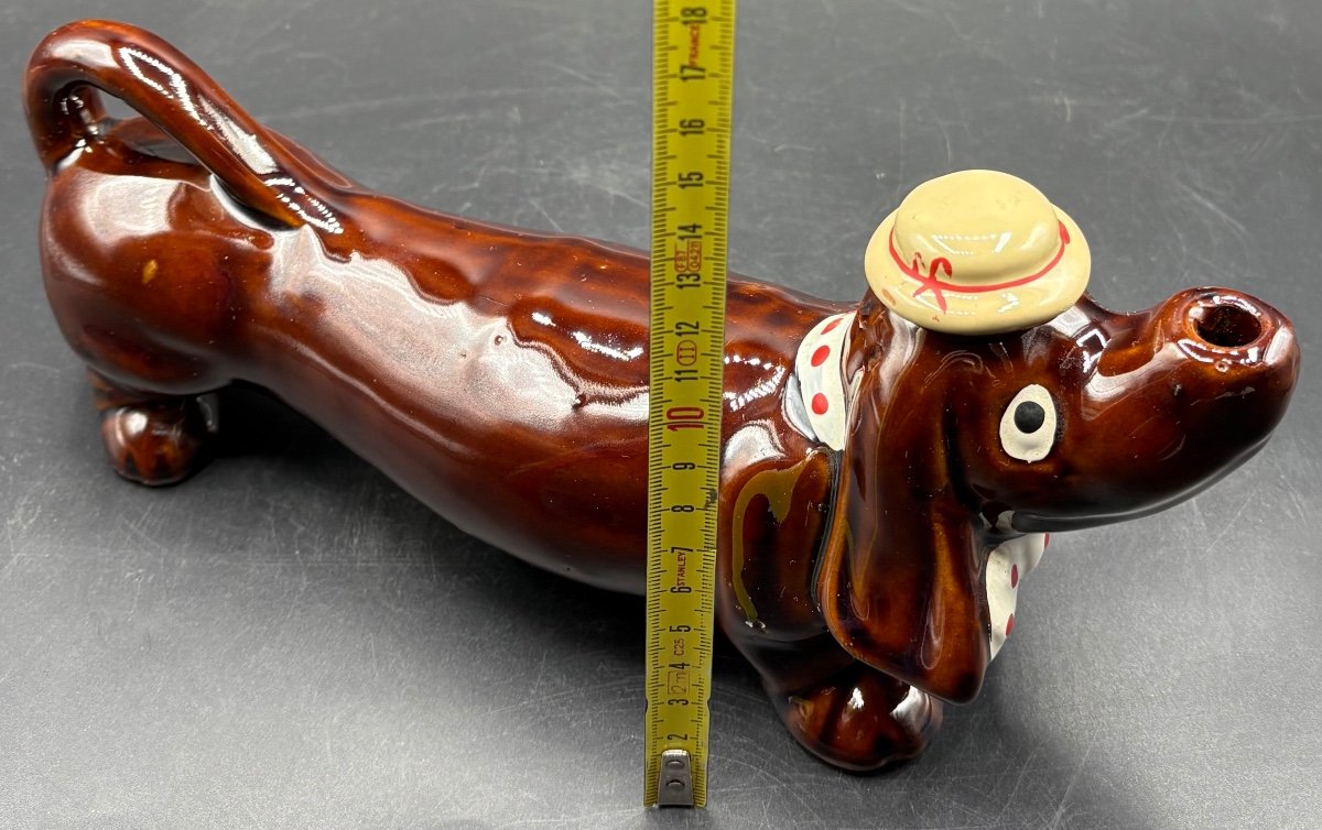 1960s Vallauris Painted Enameled Ceramic Bottle-photo-6