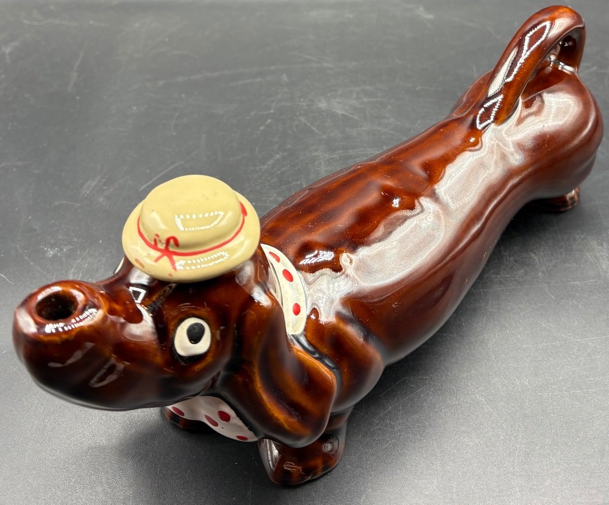 1960s Vallauris Painted Enameled Ceramic Bottle