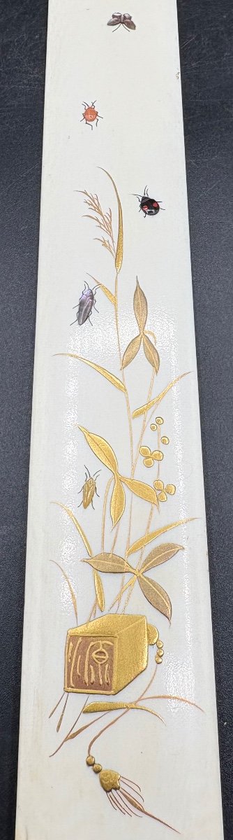 Ivory And Inlaid Letter Opener, Gold Enamel From Japan, 1900s-photo-2