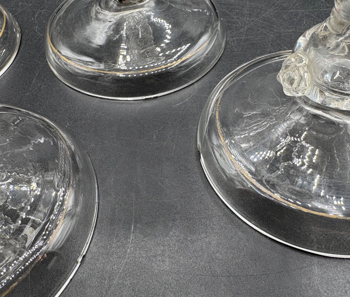 A Set Of Eight Alsatian Wine Glasses In Blown Crystal From The Late 19th Century-photo-4