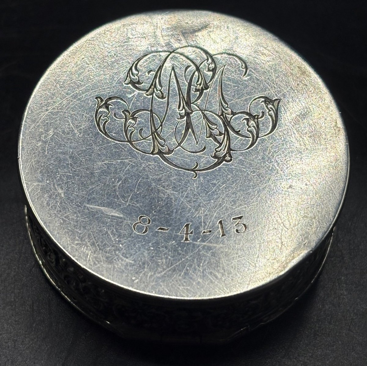Boîte à Pilules En Argent Massif Pour La France Vers 1900-photo-1