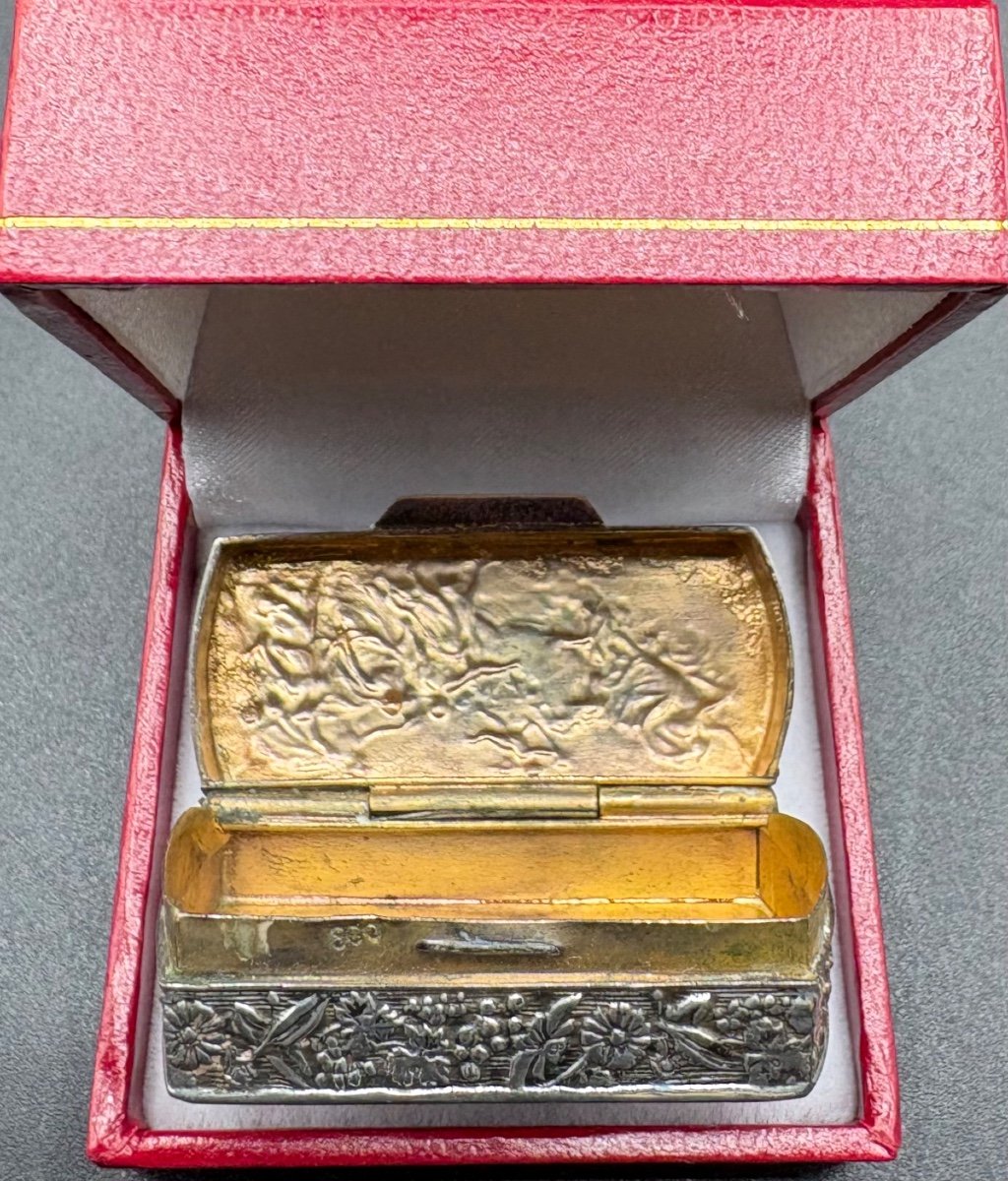 Mini Boîte A Pilules En Argent Massif Européenne Des Années 1900-photo-3