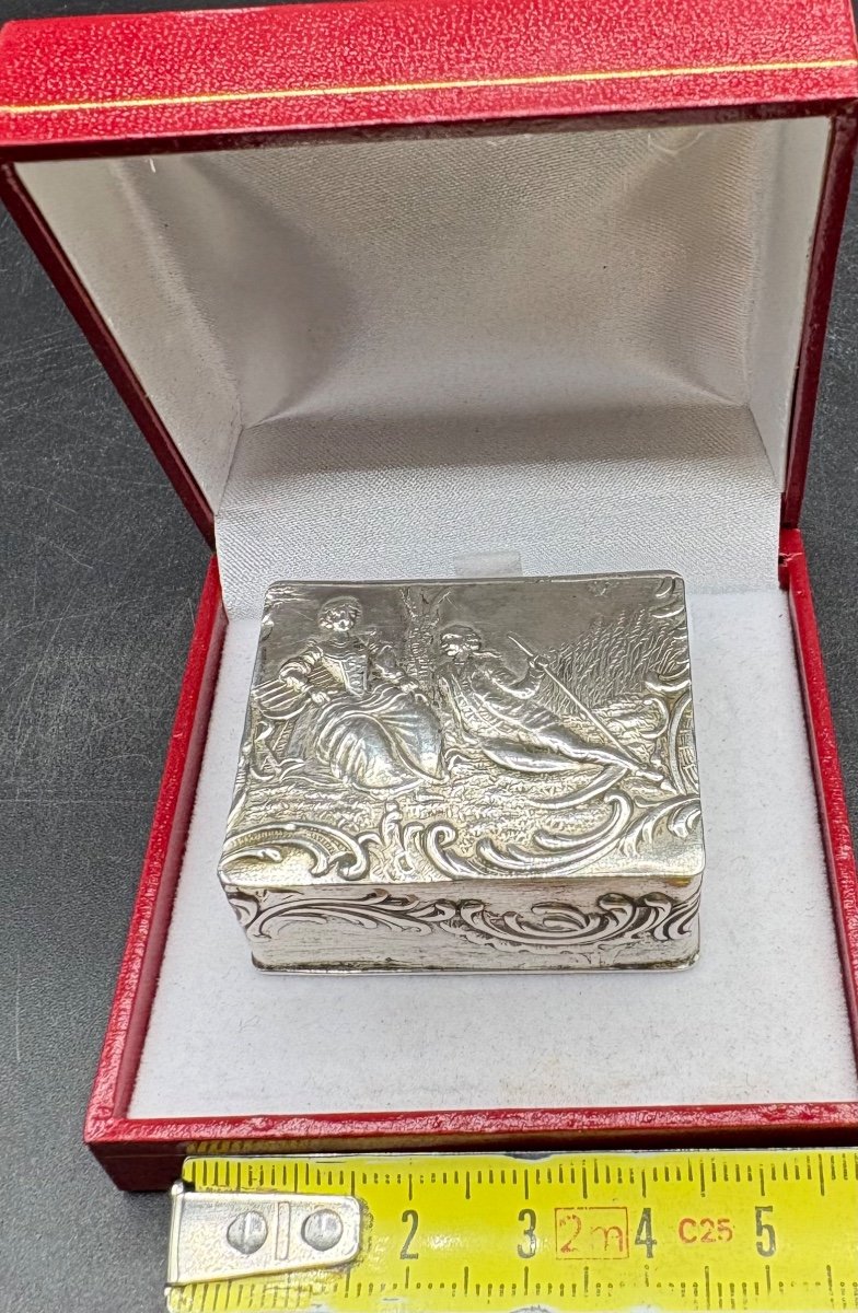Boîte À Pilules En Argent Massif Des Années 1920 D’Europe -photo-3