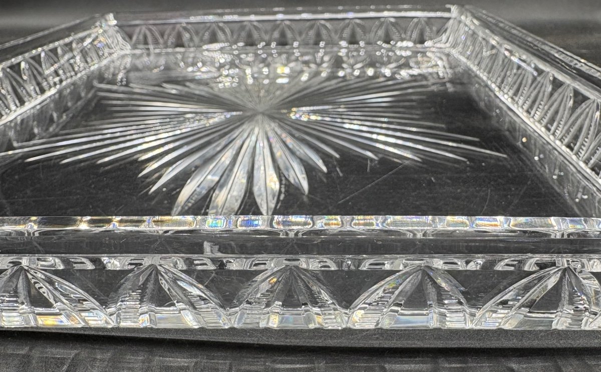 Large Baccarat Cut Blown Crystal Tray, Late 19th Century-photo-1