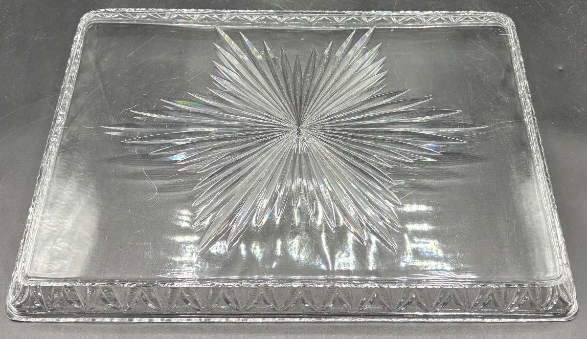 Large Baccarat Cut Blown Crystal Tray, Late 19th Century-photo-2