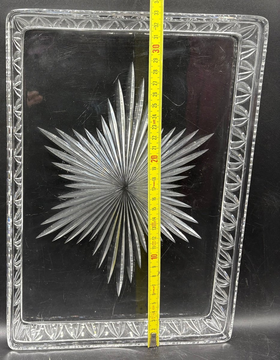 Large Baccarat Cut Blown Crystal Tray, Late 19th Century-photo-3