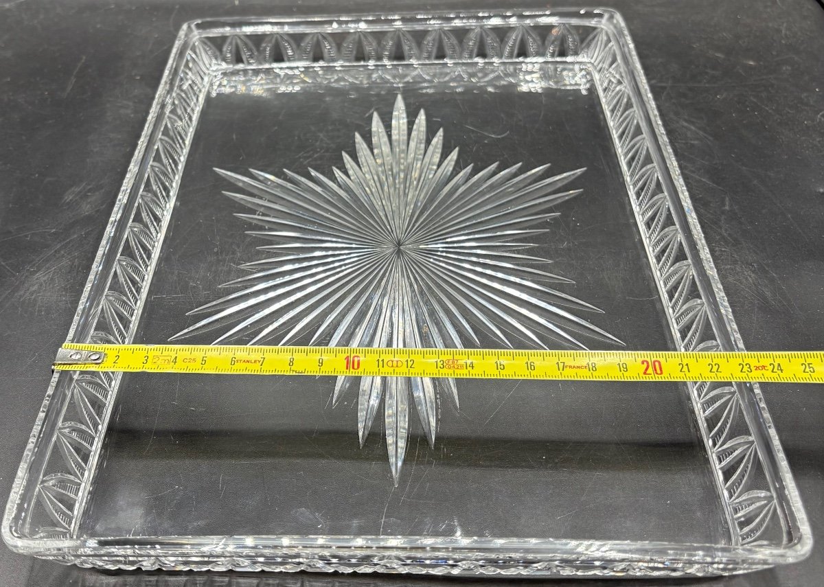 Large Baccarat Cut Blown Crystal Tray, Late 19th Century-photo-4