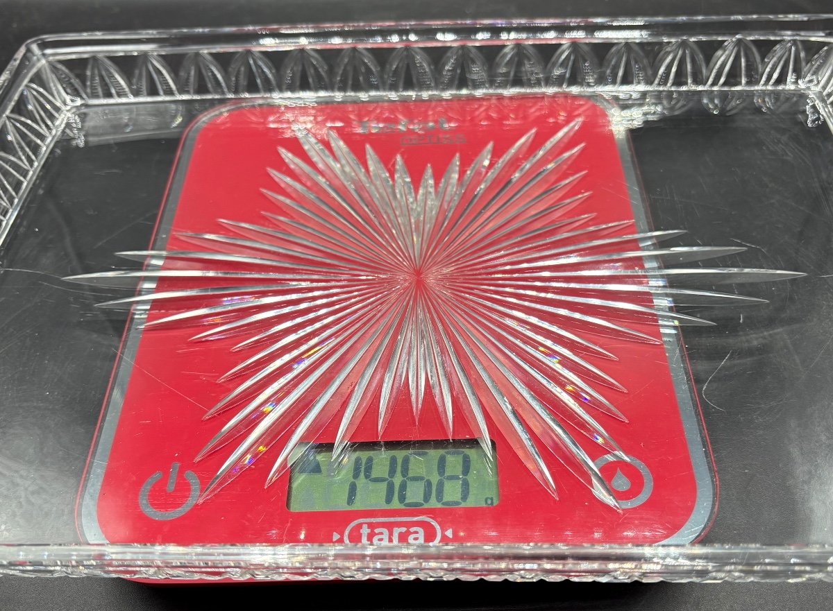 Large Baccarat Cut Blown Crystal Tray, Late 19th Century-photo-6