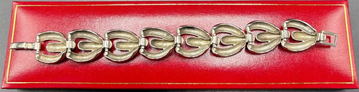 1930s/40s French Sterling Silver Curb Chain Bracelet-photo-3