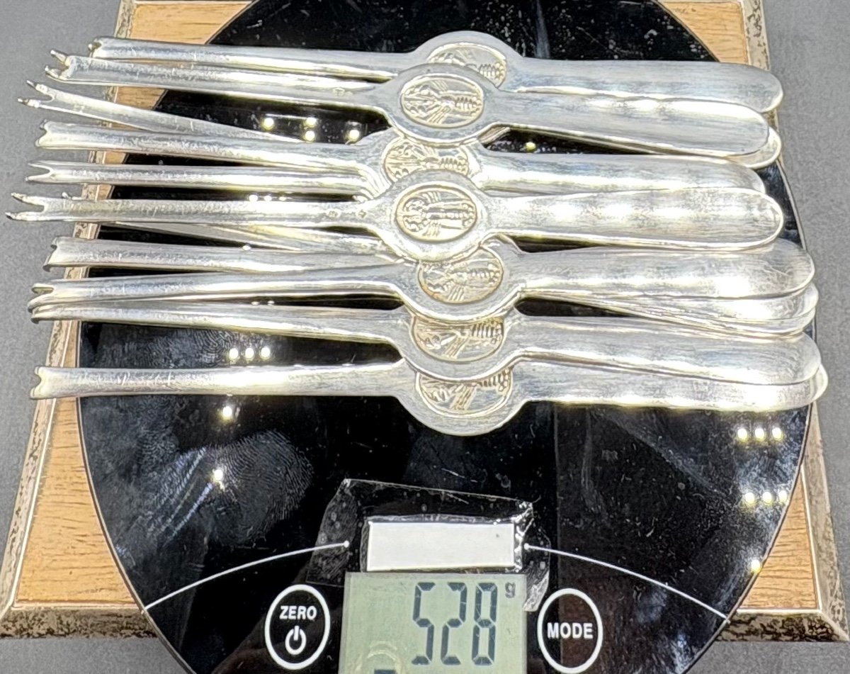 Série De Douze Cures Homards En Métal Argenté Des Années 1920/30 Français -photo-6