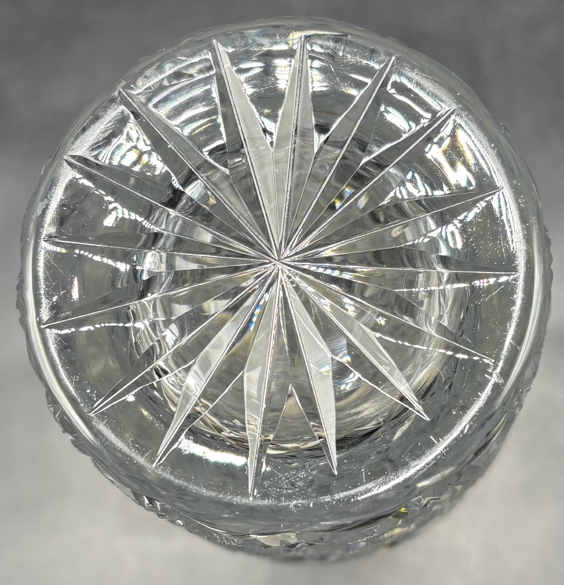 Vase En Cristal Soufflé Taillé Et Argent Massif Russe Vers 1958-photo-3