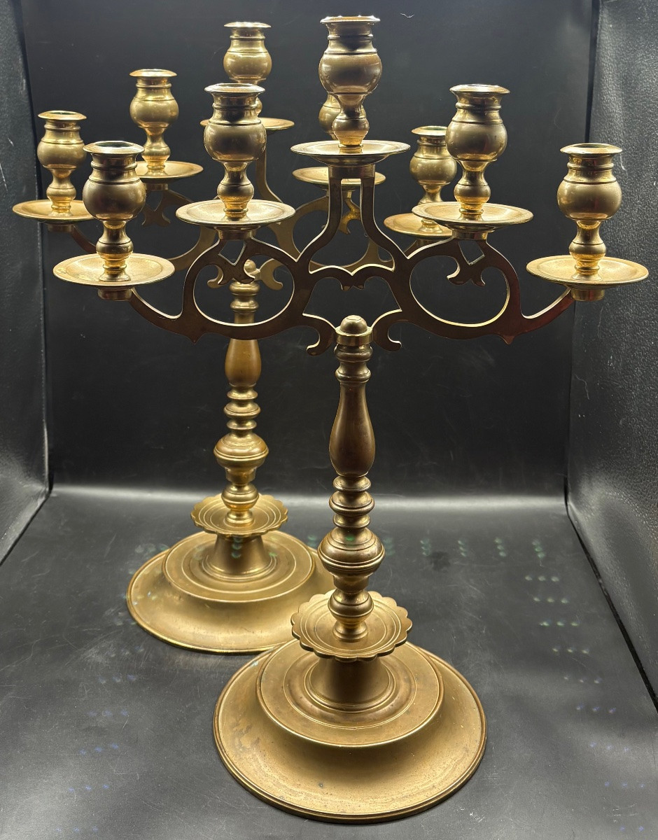Une Paire De Candélabres En Bronze Vers 1840 Des Pays Bas-photo-3