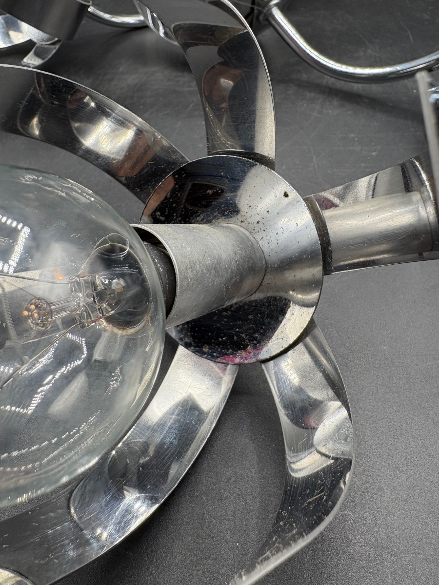 A Pair Of 1960s French Chrome-plated Brass Sconces-photo-1