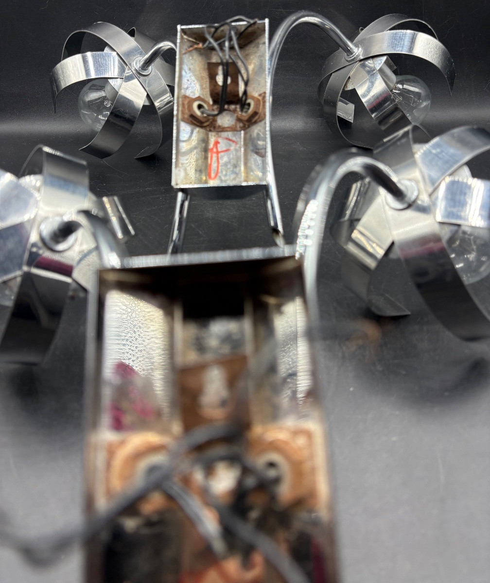 A Pair Of 1960s French Chrome-plated Brass Sconces-photo-2
