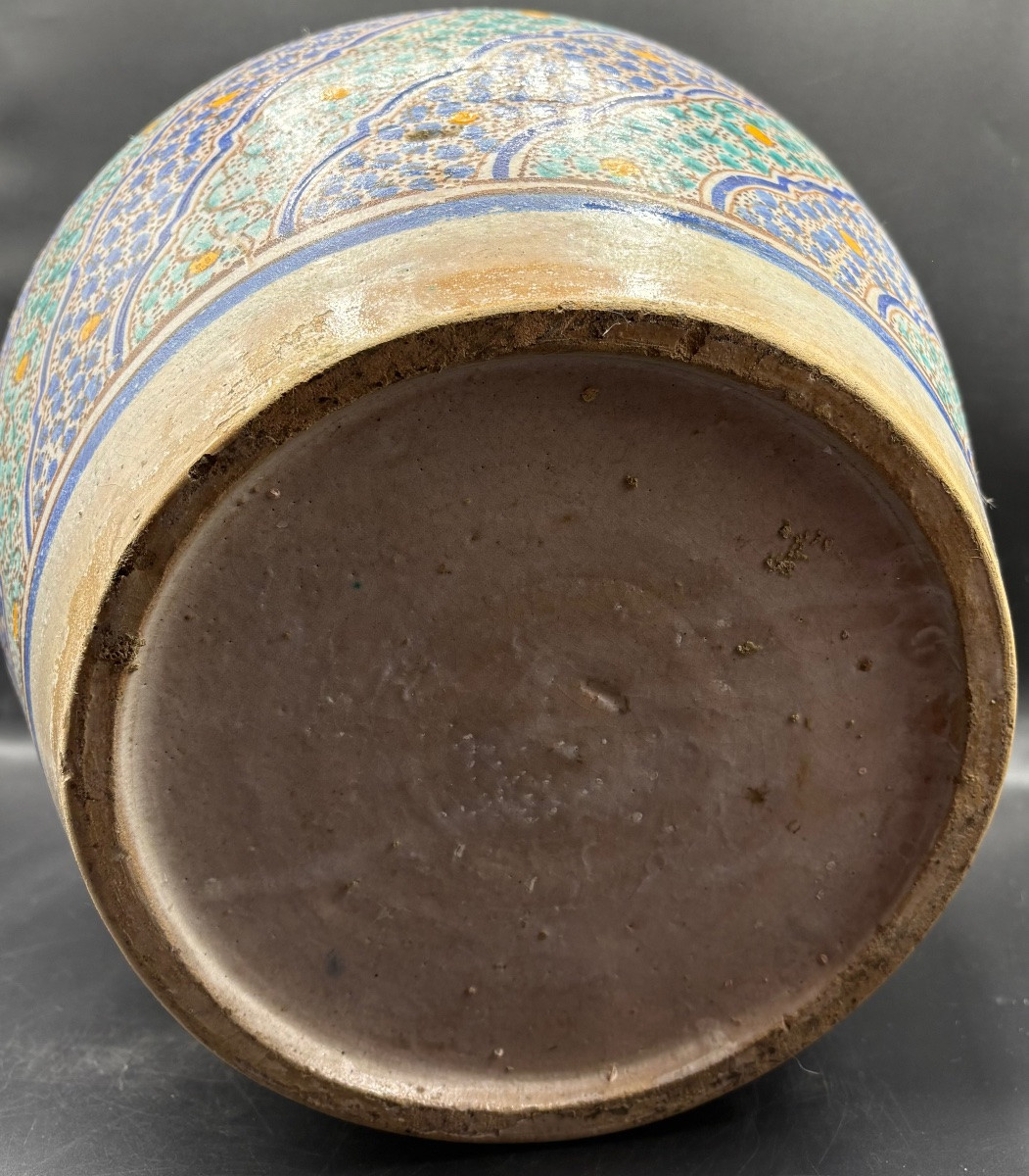 Large Maroco For Fès  Painted Glazed Terracotta Vase, 18th Century-photo-1