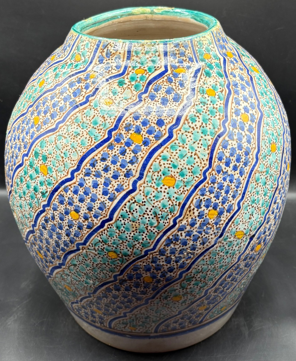 Large Maroco For Fès  Painted Glazed Terracotta Vase, 18th Century