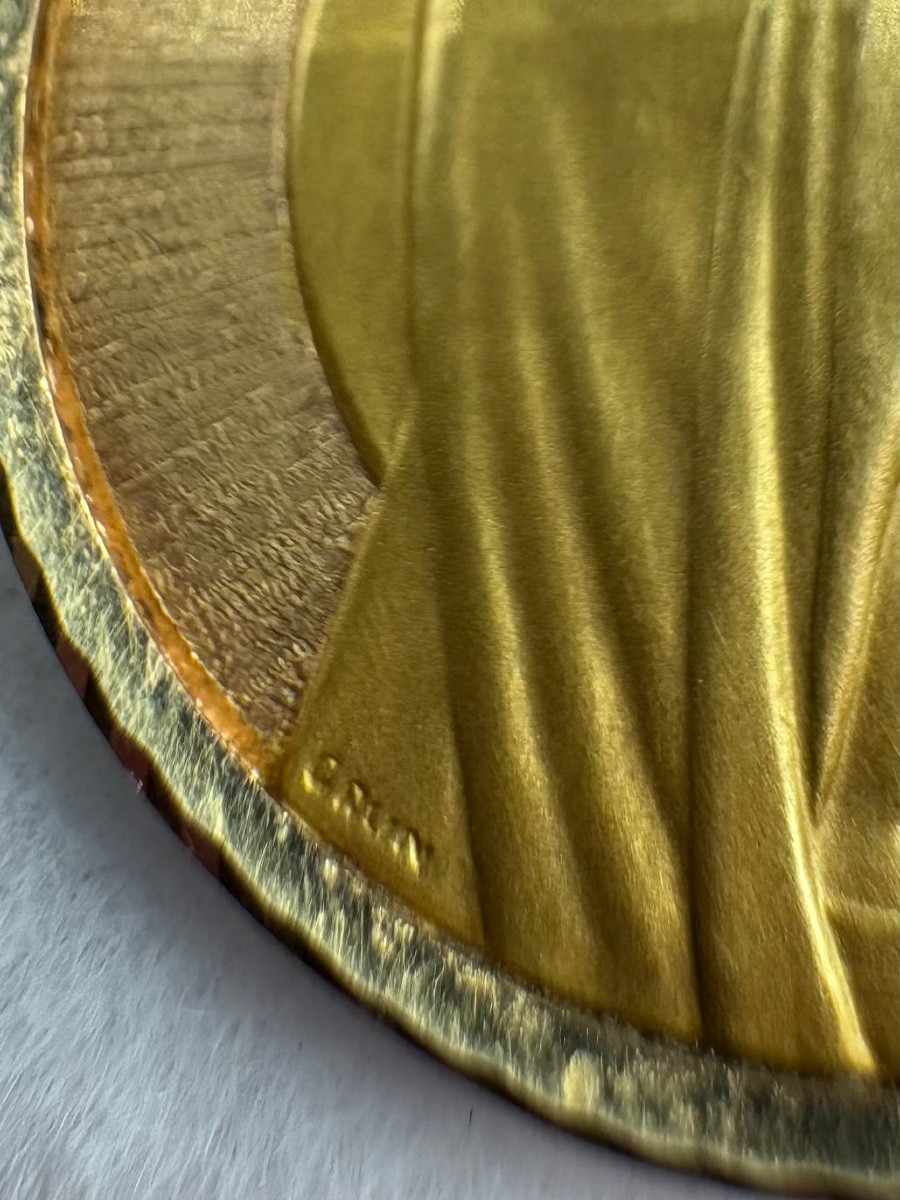 Médaille En Or 18 Carats Des Années 1930 Par Gaun-photo-1