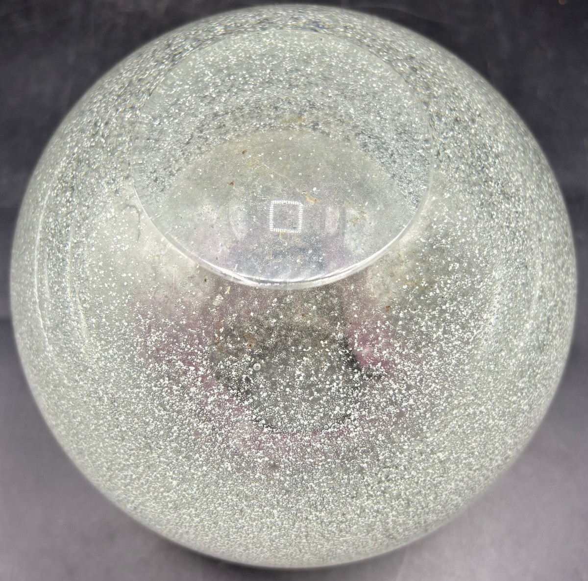 Vase Boule En Cristal Soufflé Bullé Application Verrerie De Murano  Des Années 1930-photo-4