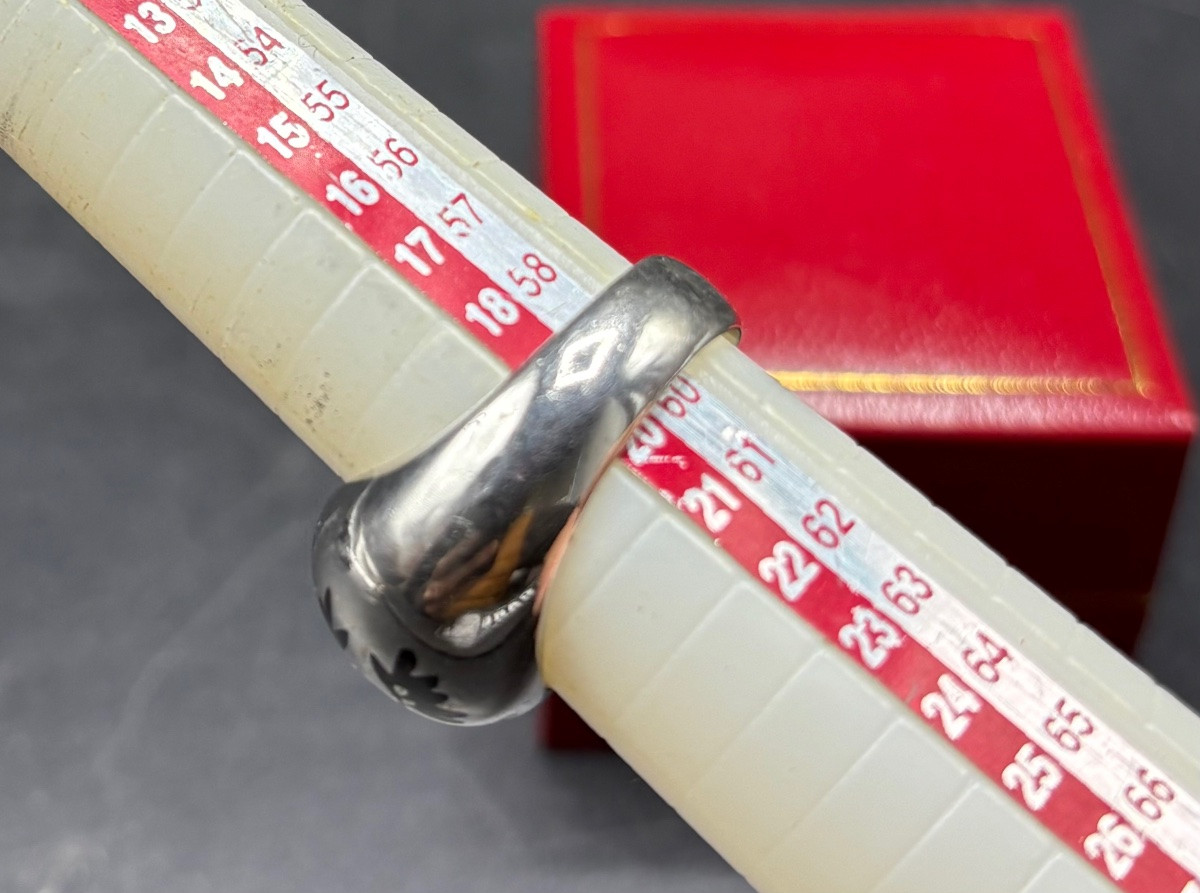 1980s French Solid Silver And Resin Ring -photo-4