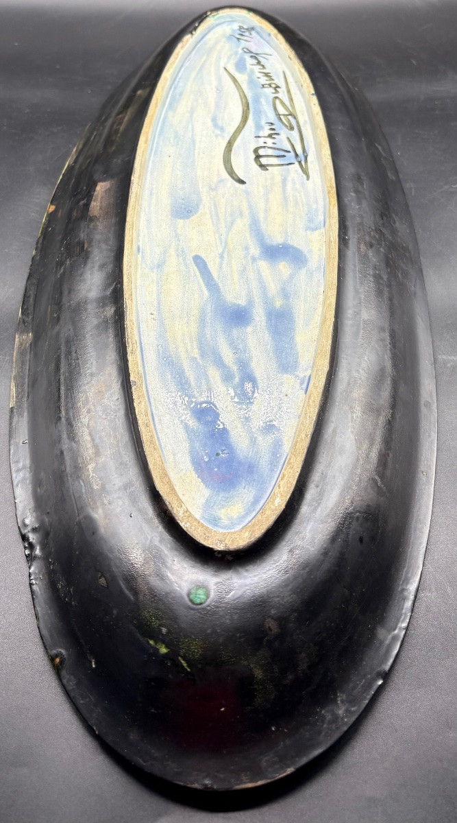 Plat À Poisson En Terre Cuite Émaillée Par Mihou Dubinchop 1958-photo-2