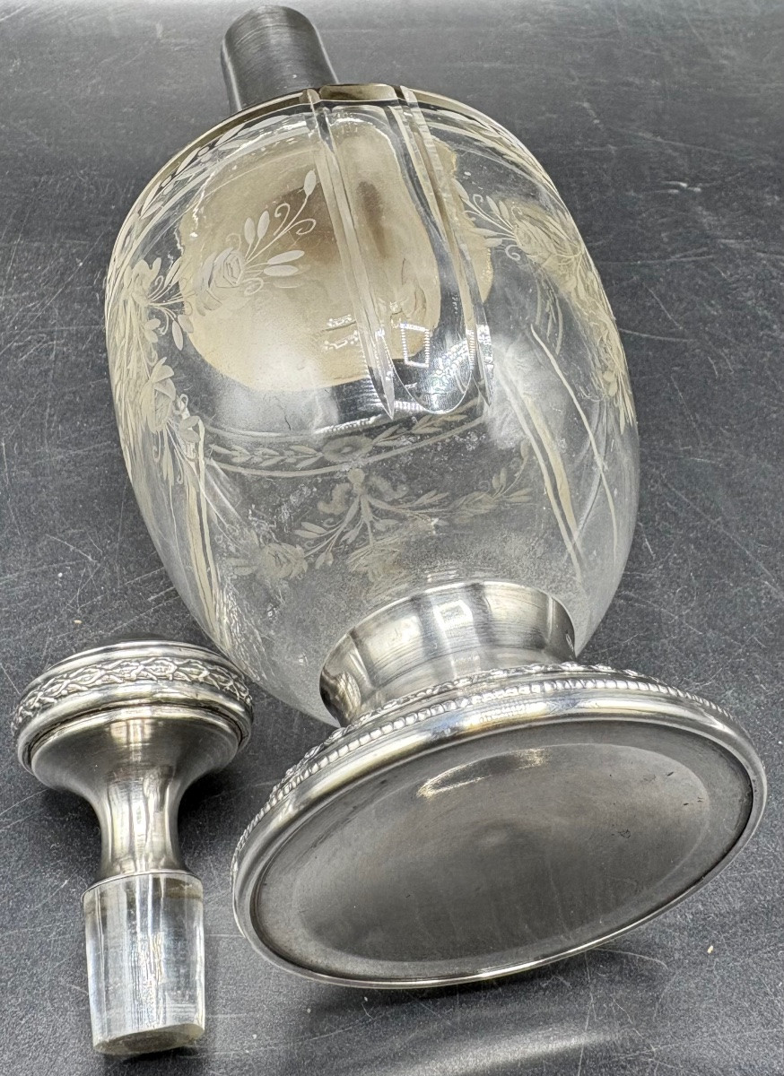 Carafe In Blown Crystal Engraved With Saint Louis And Tirbourg, Late 19th Century-photo-3