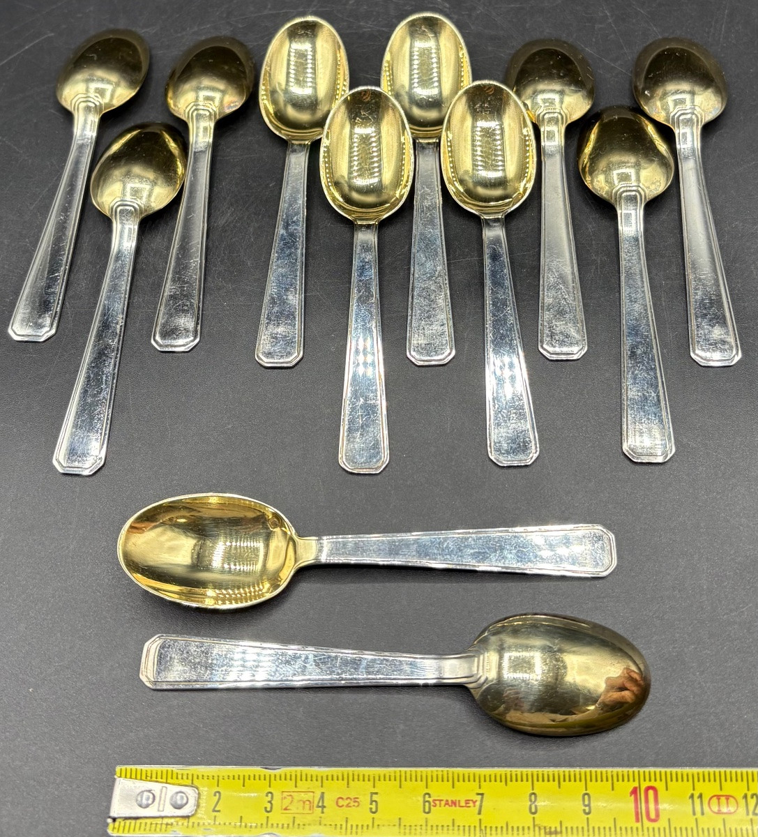 A Set Of Twelve 1930s Sterling Silver Mocha Spoons By Lenain-photo-3