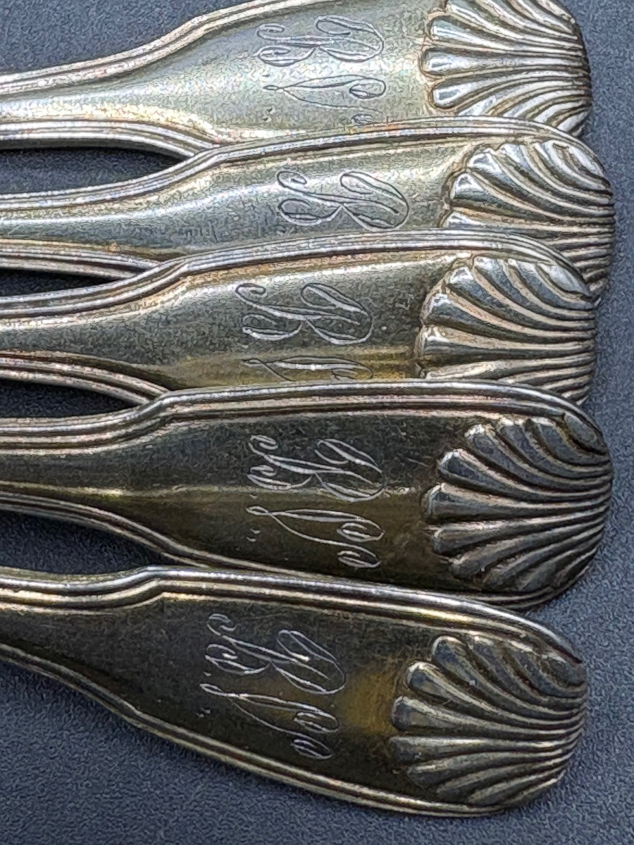 A Set Of Five 18th Century French Teaspoons…-photo-4